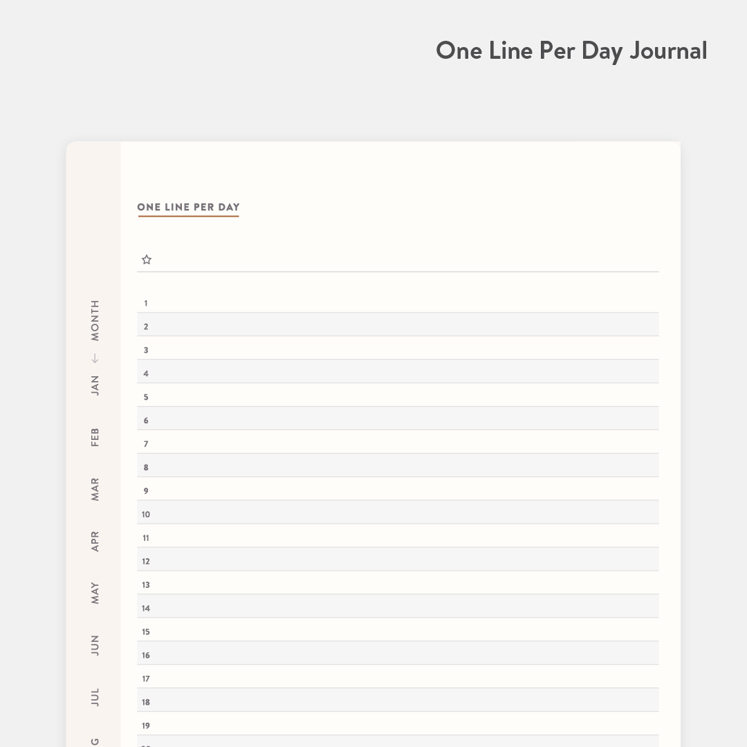 Clear Habit Journal interior one-line-per-day journal page view.